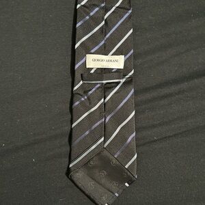 Giorgio Armani Black and Blue Striped Tie